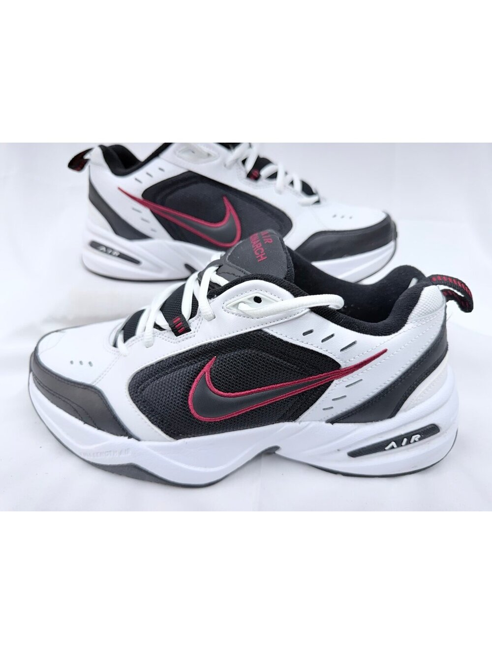 Nike Air Monarch IV Men's 9.5 Red Wht Blk Athletic Training Shoes 415445-101